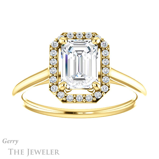Emerald Cut Forever Brilliant Moissanite Engagement Ring #GTJ1178-emerald-fb-y