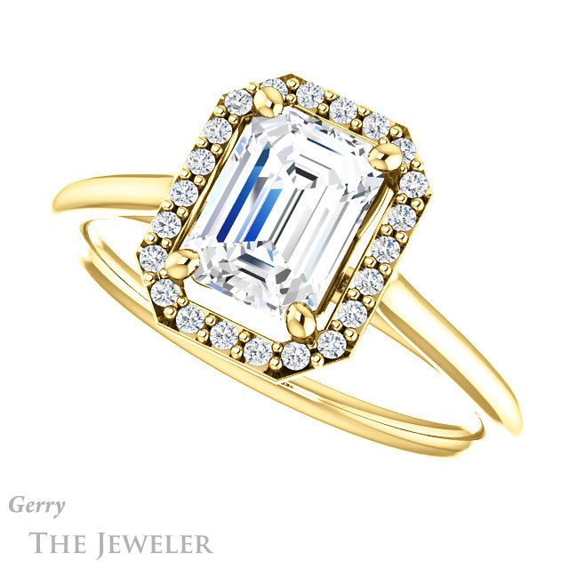Emerald Cut Forever Brilliant Moissanite Engagement Ring #GTJ1178-emerald-fb-y