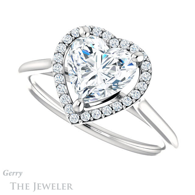 Heart Shaped Forever One Moissanite Engagement Ring #GTJ1178-heart-fb-w 5 Heart Shaped Forever Brilliant Moissanite Engagement Ring #GTJ1178-heart-fb-w