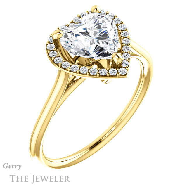 Heart Shaped Forever One Moissanite Engagement Ring #GTJ1178-heart-fb-y 4 Heart Shaped Forever Brilliant Moissanite Engagement Ring #GTJ1178-heart-fb-y