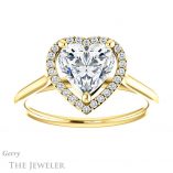 Heart Shaped Forever One Moissanite Engagement Ring #GTJ1178-heart-fb-y 1 Heart Shaped Forever Brilliant Moissanite Engagement Ring #GTJ1178-heart-fb-y