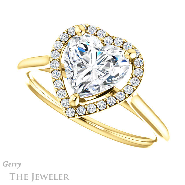 Heart Shaped Forever One Moissanite Engagement Ring #GTJ1178-heart-fb-y 5 Heart Shaped Forever Brilliant Moissanite Engagement Ring #GTJ1178-heart-fb-y