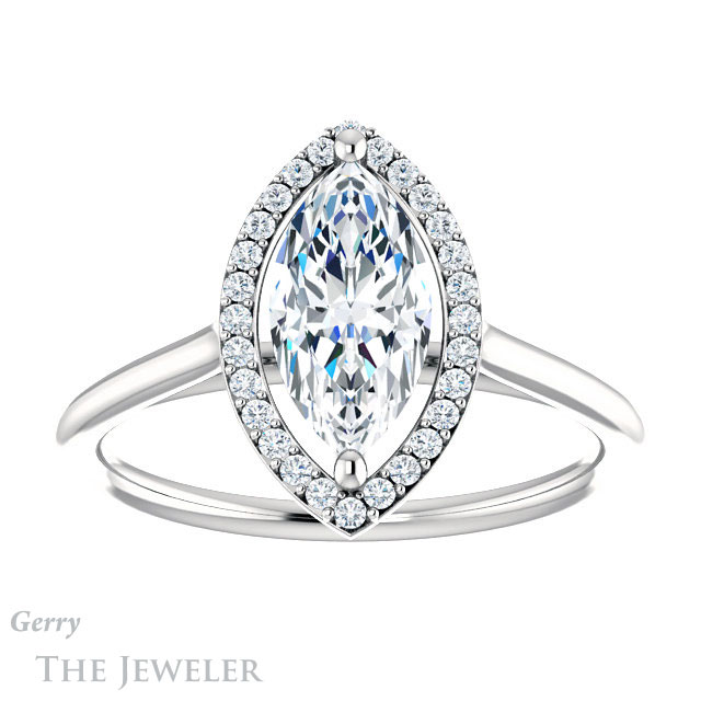 Marquise Cut Forever Brilliant Moissanite Engagement Ring #GTJ1178-marquise-fb-w