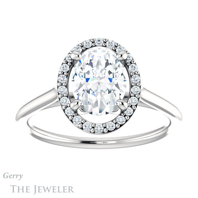 Oval Shaped Forever One Moissanite Engagement Ring #GTJ1178-oval-fo-w