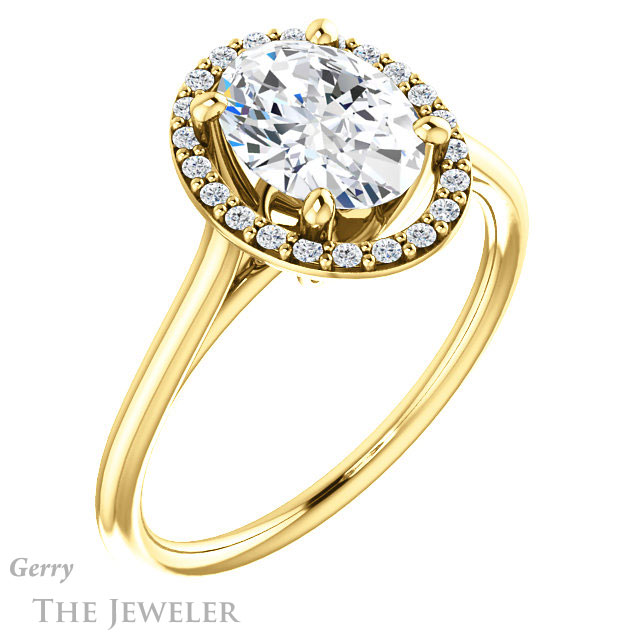 Oval Shaped Forever One Moissanite Engagement Ring #GTJ1178-oval-fo-y 4 Oval Shaped Forever One Moissanite Engagement Ring #GTJ1178-oval-fo-y