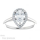 Pear Shaped Forever One Moissanite Engagement Ring #GTJ1178-pear-fb-w 1 Pear Shaped Forever Brilliant Moissanite Engagement Ring #GTJ1178-pear-fb-w