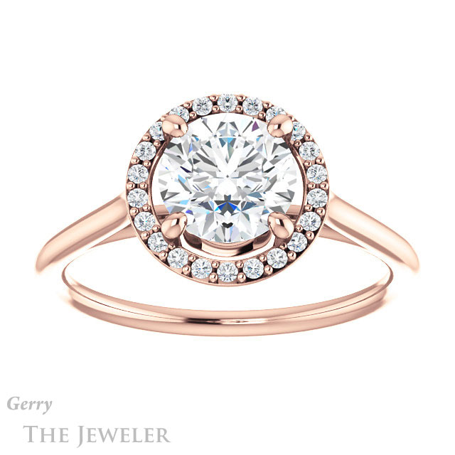 Round Cut Forever One Moissanite Engagement Ring #GTJ1178-round-fo-r