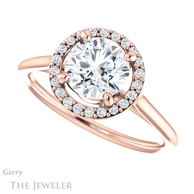 Round Cut Forever One Moissanite Engagement Ring #GTJ1178-round-fo-r