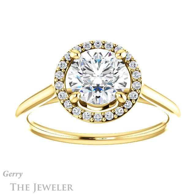 Round Cut Forever One Moissanite Engagement Ring #GTJ1178-round-fo-y