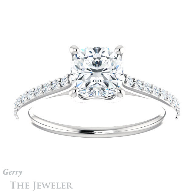 Cushion Cut Forever One Moissanite Engagement Ring #GTJ1179-cushion-fo-w