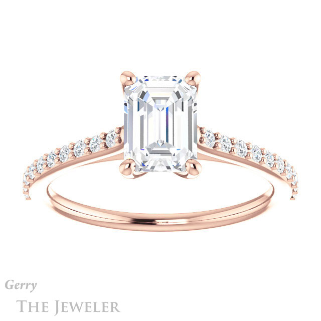 Emerald Cut Forever Brilliant Moissanite Engagement Ring #GTJ1179-emerald-fb-r