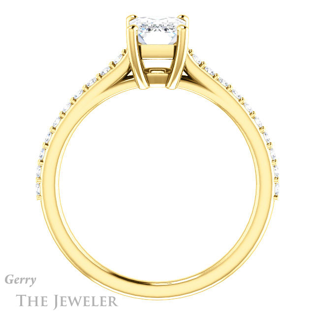 Emerald Cut Forever One Moissanite Engagement Ring #GTJ1179-emerald-fb-y 2 Emerald Cut Forever Brilliant Moissanite Engagement Ring #GTJ1179-emerald-fb-y