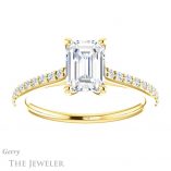Emerald Cut Forever One Moissanite Engagement Ring #GTJ1179-emerald-fb-y 1 Emerald Cut Forever Brilliant Moissanite Engagement Ring #GTJ1179-emerald-fb-y
