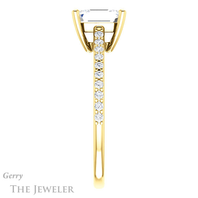Emerald Cut Forever One Moissanite Engagement Ring #GTJ1179-emerald-fb-y 3 Emerald Cut Forever Brilliant Moissanite Engagement Ring #GTJ1179-emerald-fb-y