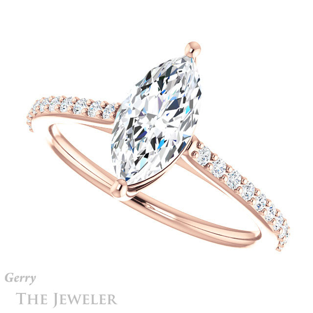 Marquise Cut Forever One Moissanite Engagement Ring #GTJ1179-marquise-fb-r 5 Marquise Cut Forever Brilliant Moissanite Engagement Ring #GTJ1179-marquise-fb-r