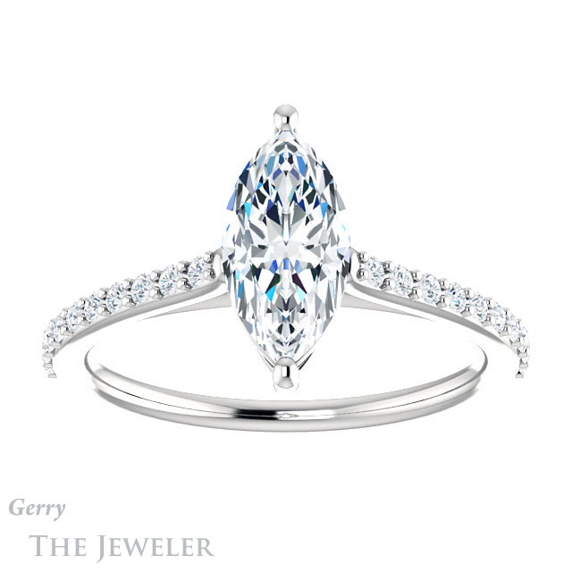 Marquise Cut Forever Brilliant Moissanite Engagement Ring #GTJ1179-marquise-fb-w