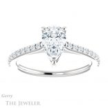 Pear Shaped Forever One Moissanite Engagement Ring #GTJ1179-pear-fb-w 1 Pear Shaped Forever Brilliant Moissanite Engagement Ring #GTJ1179-pear-fb-w