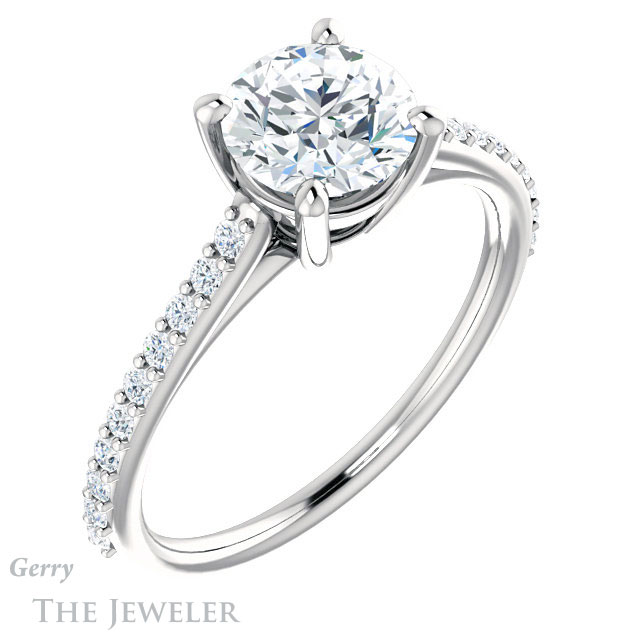 Round Cut Forever One Moissanite Engagement Ring #GTJ1179-round-fo-w 4 Round Cut Forever One Moissanite Engagement Ring #GTJ1179-round-fo-w