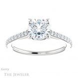 Round Cut Forever One Moissanite Engagement Ring #GTJ1179-round-fo-w 1 Round Cut Forever One Moissanite Engagement Ring #GTJ1179-round-fo-w