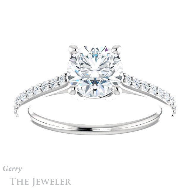 Round Cut Forever One Moissanite Engagement Ring #GTJ1179-round-fo-w 1 Round Cut Forever One Moissanite Engagement Ring #GTJ1179-round-fo-w