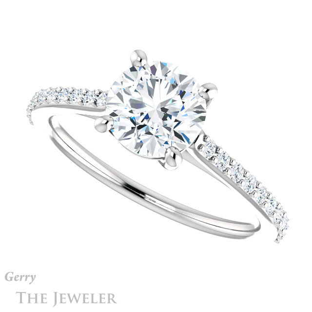 Round Cut Forever One Moissanite Engagement Ring #GTJ1179-round-fo-w 5 Round Cut Forever One Moissanite Engagement Ring #GTJ1179-round-fo-w