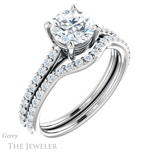 Round Cut Forever One Moissanite Engagement Ring #GTJ1179-round-fo-w 6 Round Cut Forever One Moissanite Engagement Ring #GTJ1179-round-fo-w