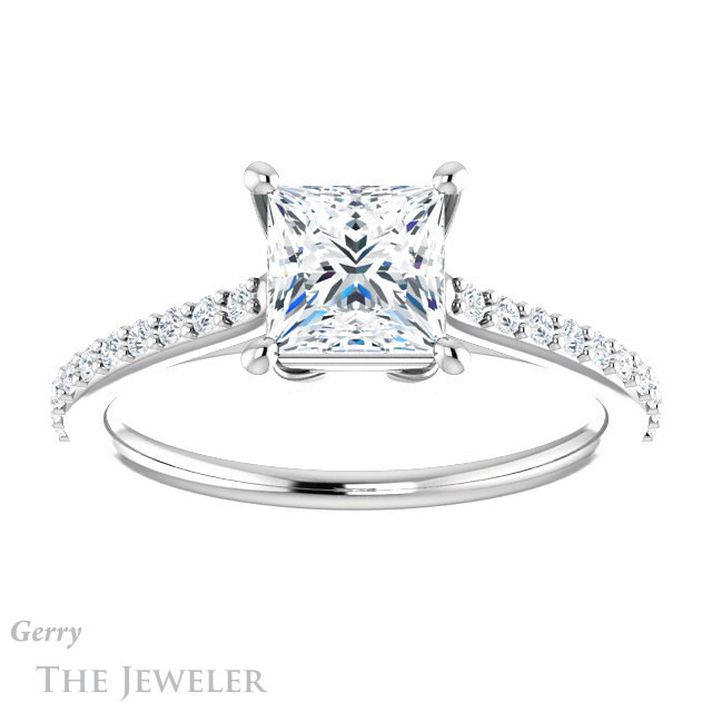 Princess Cut Forever One Moissanite Engagement Ring #GTJ1179-square-fo-w 1 Princess Cut Forever One Moissanite Engagement Ring #GTJ1179-square-fo-w