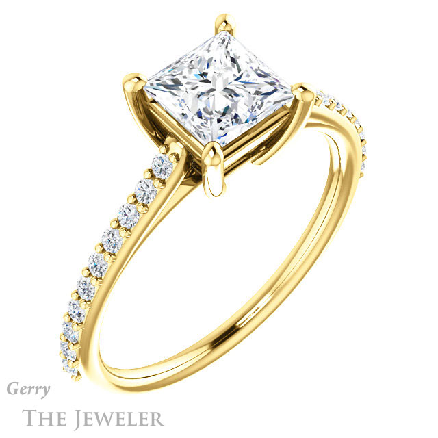 Princess Cut Forever One Moissanite Engagement Ring #GTJ1179-square-fo-y 4 Princess Cut Forever One Moissanite Engagement Ring #GTJ1179-square-fo-y