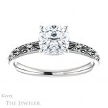 Cushion Cut Forever One Moissanite Engagement Ring #GTJ1180-cushion-fo-w 1 Cushion Cut Forever One Moissanite Engagement Ring #GTJ1180-cushion-fo-w