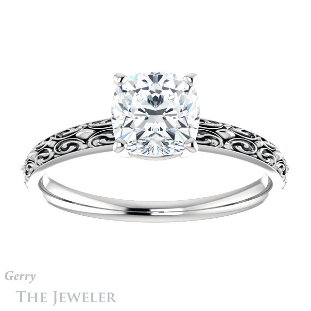 Cushion Cut Forever One Moissanite Engagement Ring #GTJ1180-cushion-fo-w