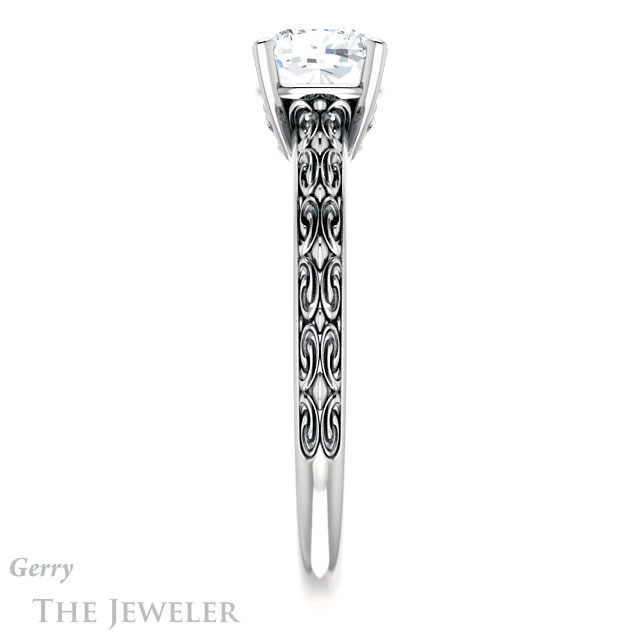 Cushion Cut Forever One Moissanite Engagement Ring #GTJ1180-cushion-fo-w 3 Cushion Cut Forever One Moissanite Engagement Ring #GTJ1180-cushion-fo-w