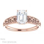 Emerald Cut Forever One Moissanite Engagement Ring #GTJ1180-emerald-fb-r 1 Emerald Cut Forever Brilliant Moissanite Engagement Ring #GTJ1180-emerald-fb-r