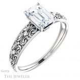 Emerald Cut Forever One Moissanite Engagement Ring #GTJ1180-emerald-fb-w 4 Emerald Cut Forever Brilliant Moissanite Engagement Ring #GTJ1180-emerald-fb-w