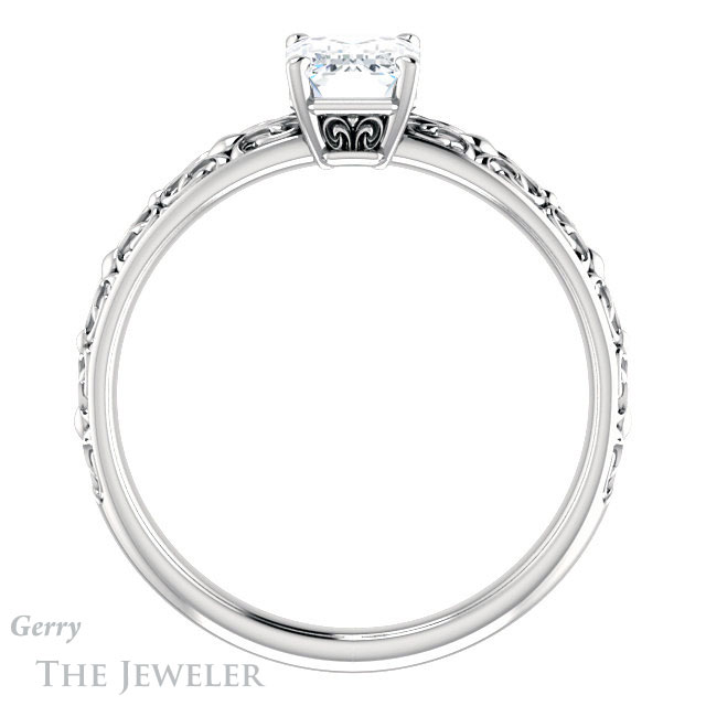 Emerald Cut Forever Brilliant Moissanite Engagement Ring #GTJ1180-emerald-fb-w