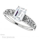 Emerald Cut Forever One Moissanite Engagement Ring #GTJ1180-emerald-fb-w 5 Emerald Cut Forever Brilliant Moissanite Engagement Ring #GTJ1180-emerald-fb-w