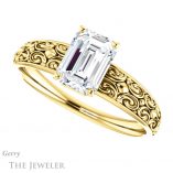 Emerald Cut Forever One Moissanite Engagement Ring #GTJ1180-emerald-fb-y 5 Emerald Cut Forever Brilliant Moissanite Engagement Ring #GTJ1180-emerald-fb-y