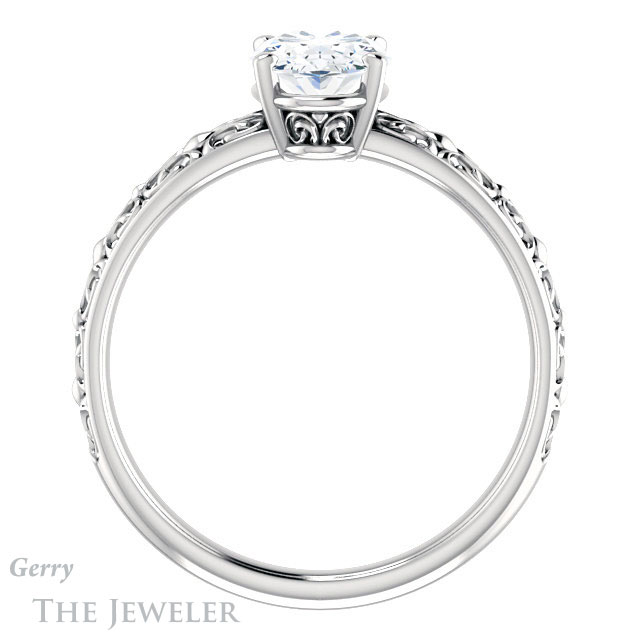 Oval Shaped Forever One Moissanite Engagement Ring #GTJ1180-oval-fo-w