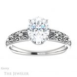 Oval Shaped Forever One Moissanite Engagement Ring #GTJ1180-oval-fo-w