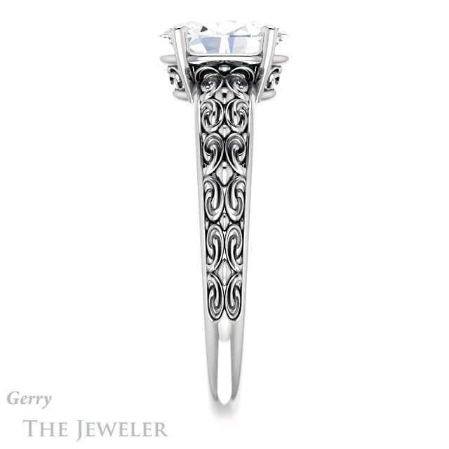 Oval Shaped Forever One Moissanite Engagement Ring #GTJ1180-oval-fo-w