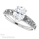 Oval Shaped Forever One Moissanite Engagement Ring #GTJ1180-oval-fo-w