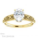 Oval Shaped Forever One Moissanite Engagement Ring #GTJ1180-oval-fo-y