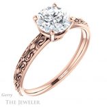 Round Cut Forever One Moissanite Engagement Ring #GTJ1180-round-fo-r