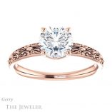 Round Cut Forever One Moissanite Engagement Ring #GTJ1180-round-fo-r