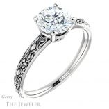 Round Cut Forever One Moissanite Engagement Ring #GTJ1180-round-fo-w