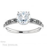 Round Cut Forever One Moissanite Engagement Ring #GTJ1180-round-fo-w