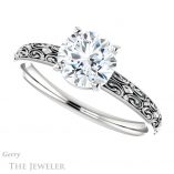 Round Cut Forever One Moissanite Engagement Ring #GTJ1180-round-fo-w