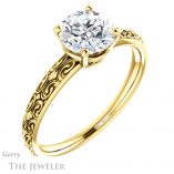 Round Cut Forever One Moissanite Engagement Ring #GTJ1180-round-fo-y 4 Round Cut Forever One Moissanite Engagement Ring #GTJ1180-round-fo-y