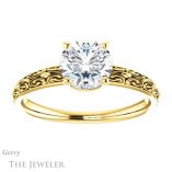 Round Cut Forever One Moissanite Engagement Ring #GTJ1180-round-fo-y 1 Round Cut Forever One Moissanite Engagement Ring #GTJ1180-round-fo-y