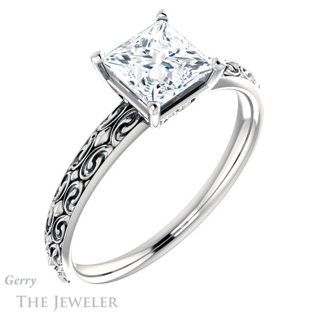 Princess Cut Forever One Moissanite Engagement Ring #GTJ1180-square-fo-w 4 Princess Cut Forever One Moissanite Engagement Ring #GTJ1180-square-fo-w
