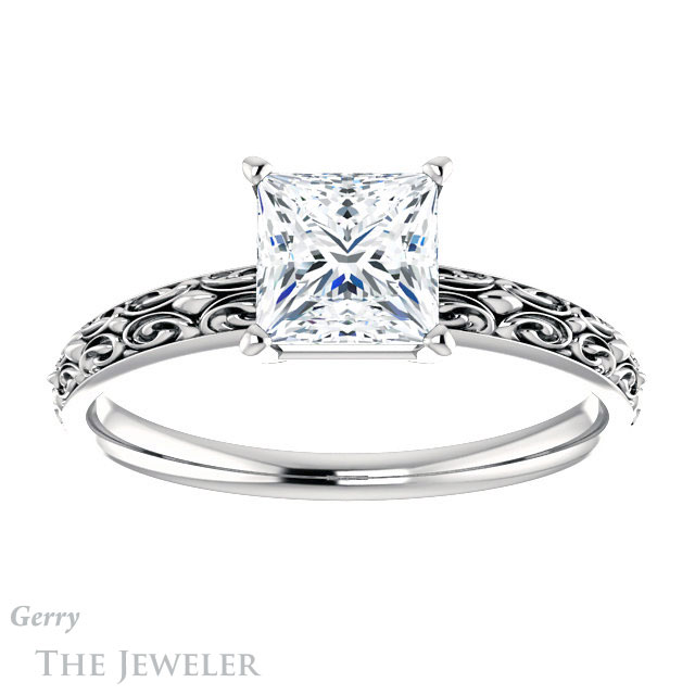 Princess Cut Forever One Moissanite Engagement Ring #GTJ1180-square-fo-w